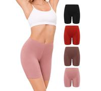 VOENXE Braga Pantalon Antirozaduras Mujer Algodon,Leggins Cortos Deportivos | 4 Pack Boxer Mujer Algodón Sin Costura,Pantalones Anti Rozaduras Interior,Cotton Bike Shorts Women,Short para Debajo de Falda