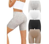 VOENXE Bragas Pantalon Mujer Algodon,Leggings Cortos Antirozaduras,Boxer para Mujer, Mallas Cortas Deporte,EláStico Shorts Debajo La Falda,Pantalones para Yoga y Ejercicio Pack de 4