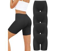 VOENXE Bragas Pantalon Mujer Algodon,Leggings Cortos Antirozaduras,Boxer para Mujer, Mallas Cortas Deporte,EláStico Shorts Debajo La Falda,Pantalones para Yoga y Ejercicio Pack de 4