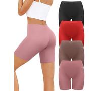 VOENXE Bragas Pantalon Mujer Algodon,Leggings Cortos Antirozaduras,Boxer para Mujer, Mallas Cortas Deporte,EláStico Shorts Debajo La Falda,Pantalones para Yoga y Ejercicio Pack de 4