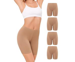 VOENXE Bragas Pantalon Mujer Algodon,Leggings Cortos Antirozaduras,Boxer para Mujer, Mallas Cortas Deporte,EláStico Shorts Debajo La Falda,Pantalones para Yoga y Ejercicio Pack de 4