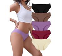 VOENXE Bragas sin Costuras Mujer Invisible Brasileñas Microfibra Braguitas Bikini Ropa Interior Mujeres Seamless Underwear for Women Calzoncillos Talle Bajo Femenina Slips Femme Comodas Pack de 5