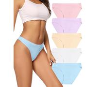 VOENXE Bragas Sin Costuras Mujer Pack,Braguitas Bikini Femenina Invisible,Underwear del Mujeres Slip con Forma Ropa Interior,Bragas BrasileñAs Mujer,Seamless Women Panties,MúLtiples Paquete De 5