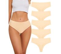 VOENXE Bragas Tangas Sin Costuras Mujer,Cintura Alta Costuras De LenceríA Invisible, Ropa Interior Braguitasmujeres,Femenina Suaves Microfibra,BrasileñAs Women Thong Underweear,Paquete De 5