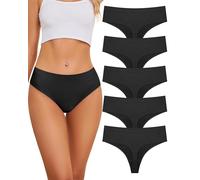VOENXE Bragas Tangas Sin Costuras Mujer,Cintura Alta Costuras De LenceríA Invisible, Ropa Interior Braguitasmujeres,Femenina Suaves Microfibra,BrasileñAs Women Thong Underweear,Paquete De 5