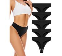 VOENXE Tanga Sin Costuras Mujer Pack,Cintura Alta Bragas BrasileñAs Invisible Slips,Microfibra Tangas De LenceríA,Bragas Sexy Para Mujer Deportivas,Seamless Women Underweear Thong Fitness,Paquete De 5