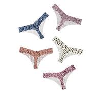 VOENXE Tangas Bragas Mujer Sin Costuras,Talle Bajo V-Waist Women Braguitas Lencería,Sexy Underwear,Microfibra Brasileñas CóModos Ropa Interior, Transpirable Panties,Multi Pack De 5