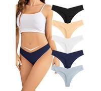 VOENXE Tangas Bragas Mujer Sin Costuras,Talle Bajo V-Waist Women Braguitas Lencería,Sexy Underwear,Microfibra Brasileñas CóModos Ropa Interior, Transpirable Panties,Multi Pack De 5
