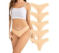 VOENXE Tangas Bragas Mujer Sin Costuras,Talle Bajo V-Waist Women Braguitas Lencería,Sexy Underwear,Microfibra Brasileñas CóModos Ropa Interior, Transpirable Panties,Multi Pack De 5