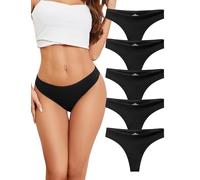 VOENXE Tangas Mujer Algodon Negros,Bragas Brasileñas para Mujeres,Braguitas Algodón,Women Underwear Thongs,Calzoncillos Tanga de Cintura Baja,Ropa Interior Deportivos Comodos Sexy,5 Pack