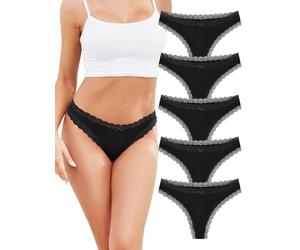 VOENXE Tangas Mujer Encaje Pack,Sin Costuras Bragas Mujer,Invisible Braguitas LenceríA BrasileñAs,Microfibra Ropa Interior,Women Underwear Seamless,Deportivos Thong Cómodos Laser Panties,Paquete De 5