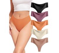 VOENXE Tangas Mujer Pack,Bragas Sin Costuras Cintura Alta,Negro Invisible Braguitas Lencería BrasileñAs,Microfibra Ropa Interior,Seamless Women Underwear Deportivos,Cómodos Thong Panties,Paquete De 5