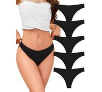 VOENXE Tangas Mujer Pack,Sin Costuras Bragas Mujer,Invisible Braguitas LenceríA BrasileñAs,Microfibra Ropa Interior,Women Underwear Seamless,Deportivos Thong CóModos Sexy Laser Panties,Paquete De 5