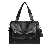 VOESLD Bolso Mujer PU Fashion Chic, Gran Capacidad Tote Shopper, Bandolera Ajustable y Bolso Hombro Elegante, Ideal Para Oficina, Universidad, Trabajo y Viajes (black)