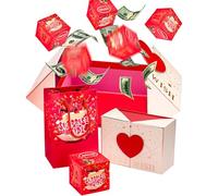 Voeveca Caja de regalo sorpresa para dinero, cajas de regalo plegables que rebotan, caja de regalo sorpresa de mejor deseo, caja de corazón explosión para cumpleaños, aniversario, día de San Valentín