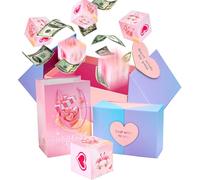 Voeveca Caja de regalo sorpresa para dinero, cajas de regalo plegables que rebotan, caja de regalo sorpresa de mejor deseo, caja de corazón explosión para cumpleaños, aniversario, día de San Valentín