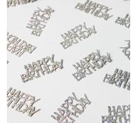 Vofrise 100 piezas de confeti de cumpleaños para decoración de mesa de feliz cumpleaños, bonitas decoraciones de mesa plateadas, adecuadas para discoteca/música, cumpleaños, aniversario, fiesta de