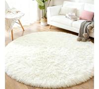 VOFUSHON Alfombra redonda suave crema 100 cm