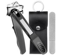 VOGARB Cortaúñas giratorio de 360° para personas mayores, mango largo, cortaúñas sin esfuerzo para hombres y mujeres, agarre ergonómico, cortaúñas resistente para uñas gruesas con estuche