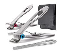 VOGARB - Cortaúñas grande y pequeño con lima de diamante, 15/18 mm, apertura de mandíbula extra ancha, cortador de corte resistente para uñas gruesas encarnadas, adultos, personas mayores, hombres y