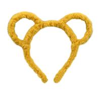 Vogast Diadema de felpa gruesa para mujer, diseño de orejas de oso redondas, color amarillo