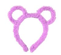 Vogast Diadema de felpa gruesa para mujer, diseño de orejas de oso redondas, color morado
