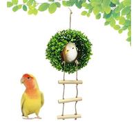 Vogelhuisjes - Kunstgras balvormige papegaaienhut met ladder,Vogelkooinest - voor Agapornissen, Kanaries, Valkparkieten, Conures, Grasparkieten en andere kleine papegaaien, spel en verrijking