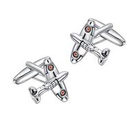 Vogem Gemelos para hombre, diseño de avión, con caja de regalo, 18mm*20mm, Acero inoxidable, desconocido