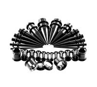 vogem Juego de 28 dilatadores de oreja de acero inoxidable Ohr dilatadores de oreja de 12G-00G, dilatadores de oreja, dilatadores en espiral, parte trasera de goma para hombres y mujeres, piercing