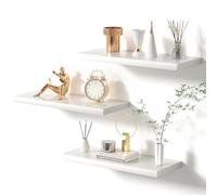VOGGV Estantes flotantes blancos, soportes invisibles, estantes para baño, cocina, sala de estar, dormitorio, juego de 3