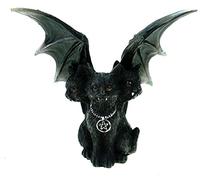 VOGLER Joh. Vogler GmbH Gato de vampiro de tres cabezas con balanceo y cadena pentagrama 16 cm figura de gato gótico