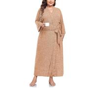VOGMATE Albornoz Mujer Talla Grande Microfibra Punto Suave Larga Kimono Batas de Casa Albornoz Ducha Dressing Gown Women