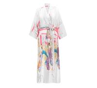 VOGMATE Bata Mujer Talla Grande Kimono Japones Estilo Mujer Bata Larga Seda Bata de Casa Dressing Gown Women Robe