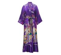 VOGMATE Bata Mujer Talla Grande Kimono Japones Estilo Mujer Bata Larga Seda Bata de Casa Dressing Gown Women Robe