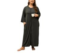VOGMATE Batas de Casa con Cremallera Larga Mujer Albornoz Talla Grande Peso Ligero Dressing Gown Women