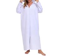 VOGMATE Batas de Casa Mujer Talla Grande con Capucha Larga Albornoz con Cremallera Bata Algodon Albornoces Suave Dressing Gown Women