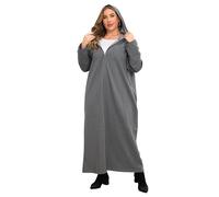 VOGMATE Batas de Casa Mujer Talla Grande con Capucha Larga Albornoz con Cremallera Bata Algodon Albornoces Suave Dressing Gown Women