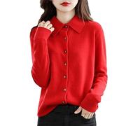 Vogrtcc Cárdigan De Punto De Lana para Mujer Cárdigan De Punto Informal con Botón De Suéter Suelto