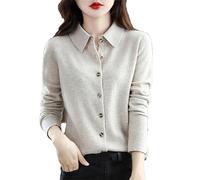 Vogrtcc Cárdigan De Punto De Lana para Mujer Cárdigan De Punto Informal con Botón De Suéter Suelto