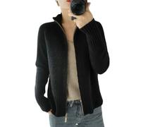 Vogrtcc Cárdigan para Mujer, Suéter con Cremallera, Chaqueta De Cuello Alto, Suéter Trenzado Suelto, Tops Sueltos Informales