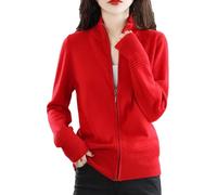 Vogrtcc Cárdigans De Mujer Suéter De Punto Cuello Alto Cremallera Chaqueta Cárdigan Casual Top