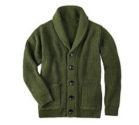 Vogrtcc Hombres Cardigan Suéter Verde Abrigo Suéter Lana Suéter Extra Grueso Casual Abrigos, Green, L