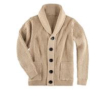 Vogrtcc Hombres Cardigan Suéter Verde Abrigo Suéter Lana Suéter Extra Grueso Casual Abrigos, Khaki, M