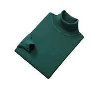 Vogrtcc Jersey de cuello alto de manga larga para hombre, de invierno, de lana, tejido de punto, verde, L