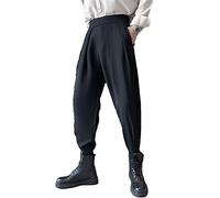 Vogrtcc Pantalones Harem para Hombre Cintura Elástica Pantalón Casual Tamaño Grande Black M