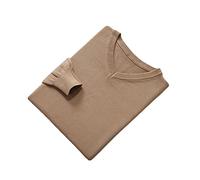 Vogrtcc Puentes de los hombres Vneck manga larga Jerséis de lana de color sólido Jumpers, caqui, XL