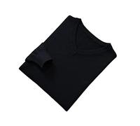 Vogrtcc Puentes de los hombres Vneck manga larga Jerséis de lana de color sólido Jumpers, Negro, L