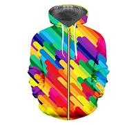 Vogrtcc Sudaderas con Capucha De Rayas Coloridas con Estampado 3D, Ropa De Calle, Chaquetas con Capucha De Gran Tamaño Informales, Sudadera con Cremallera De Talla Grande 1 M