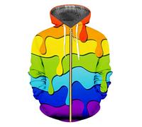 Vogrtcc Sudaderas con Capucha De Rayas Coloridas con Estampado 3D, Ropa De Calle, Chaquetas con Capucha De Gran Tamaño Informales, Sudadera con Cremallera De Talla Grande 6 L