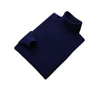Vogrtcc Suéter de cuello alto de manga larga para hombre, de invierno, de lana, tejido de punto, azul oscuro, M